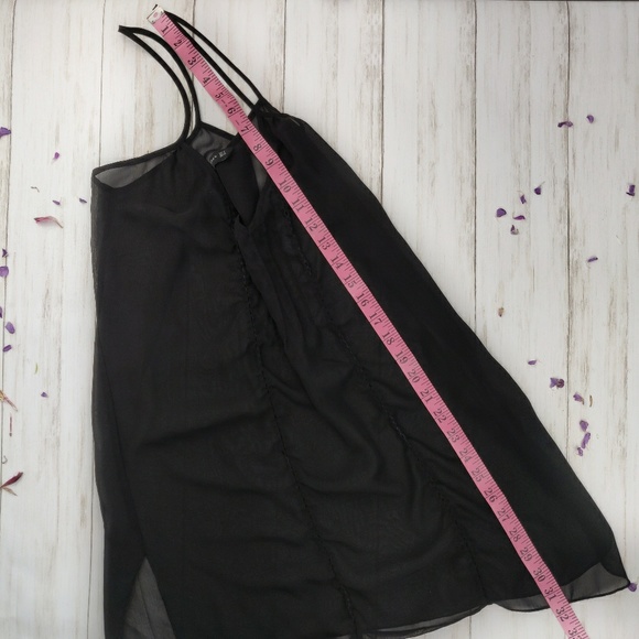 Zara Woman sheer black v-neck pintuck cami d24 - Picture 5 of 7